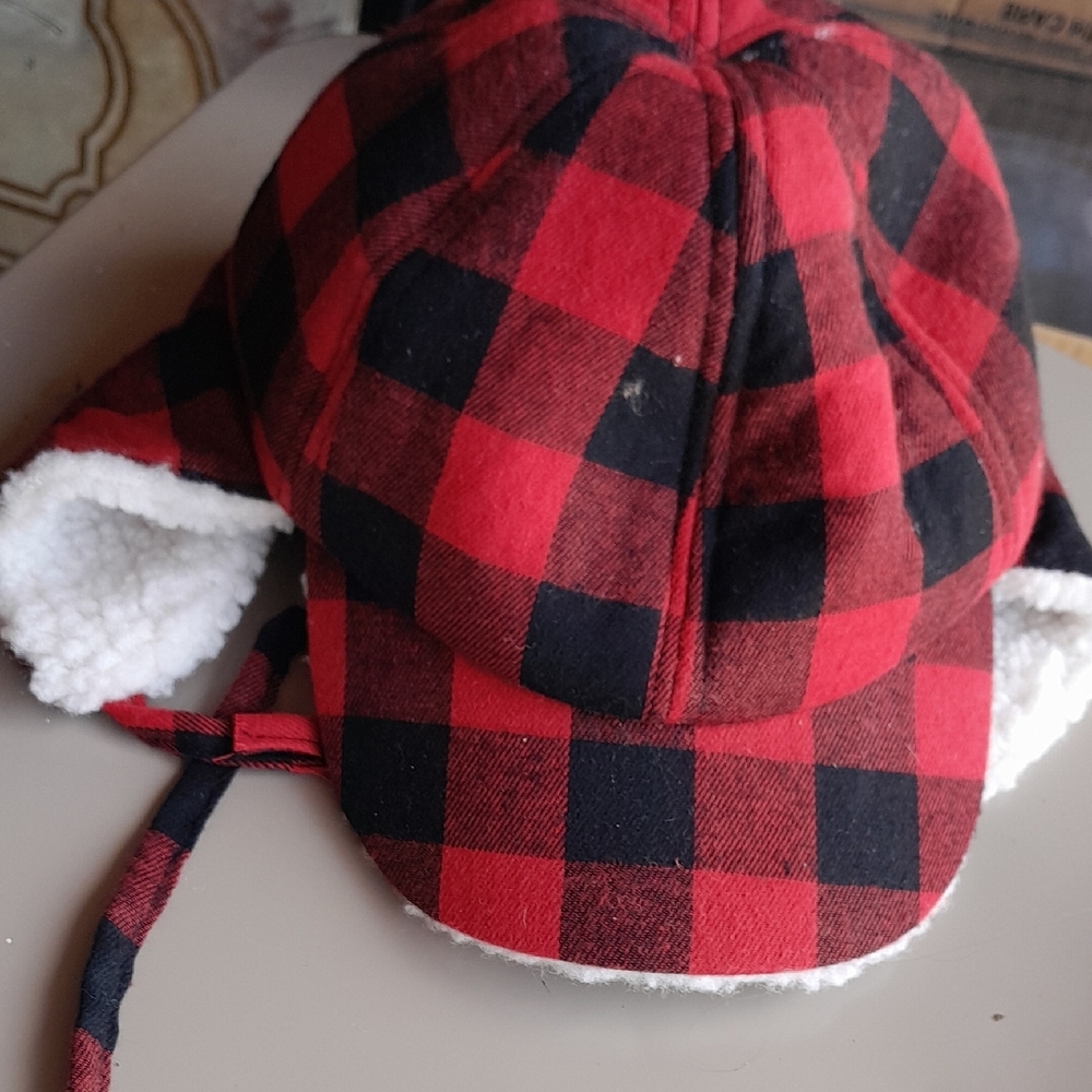 Red and Black Plaid Winter Hat